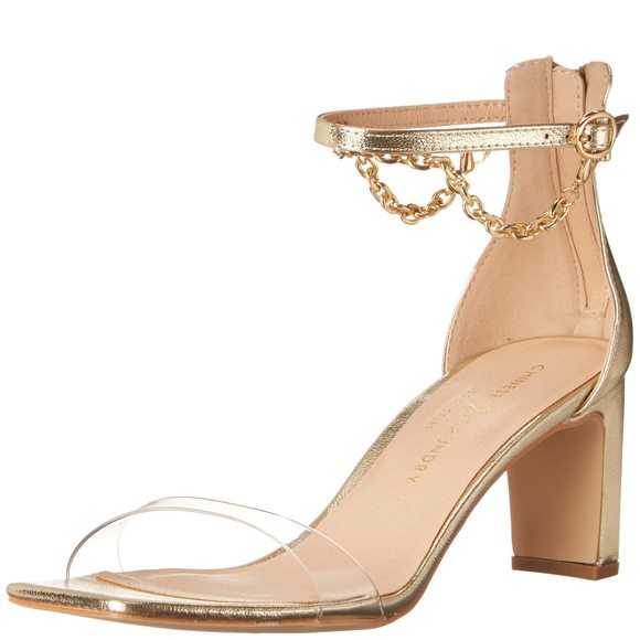 Chinese Laundry Women's YARA Metallic-VIN Heeled Sandal, Light Gold, 9.5 - Picture 1 of 1